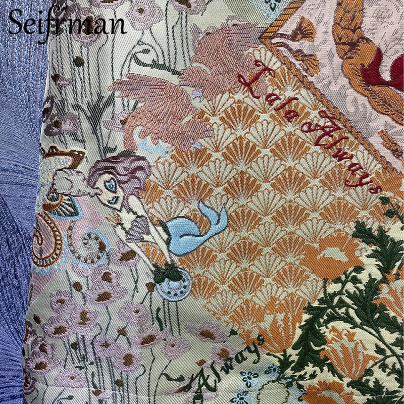 

Seifrmann Summer Women Fashion DesignerSkirts High Waist Embroidery Letter Printed Elegant Bodycon Ladies A-Line Skirts 2021