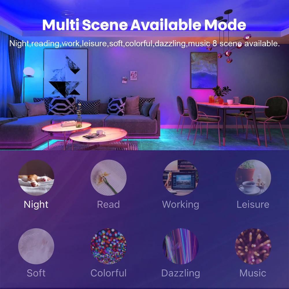 Светодиодные ленты AVATTO гибкая светодиодная лента RGB с поддержкой Wi-Fi Bluetooth