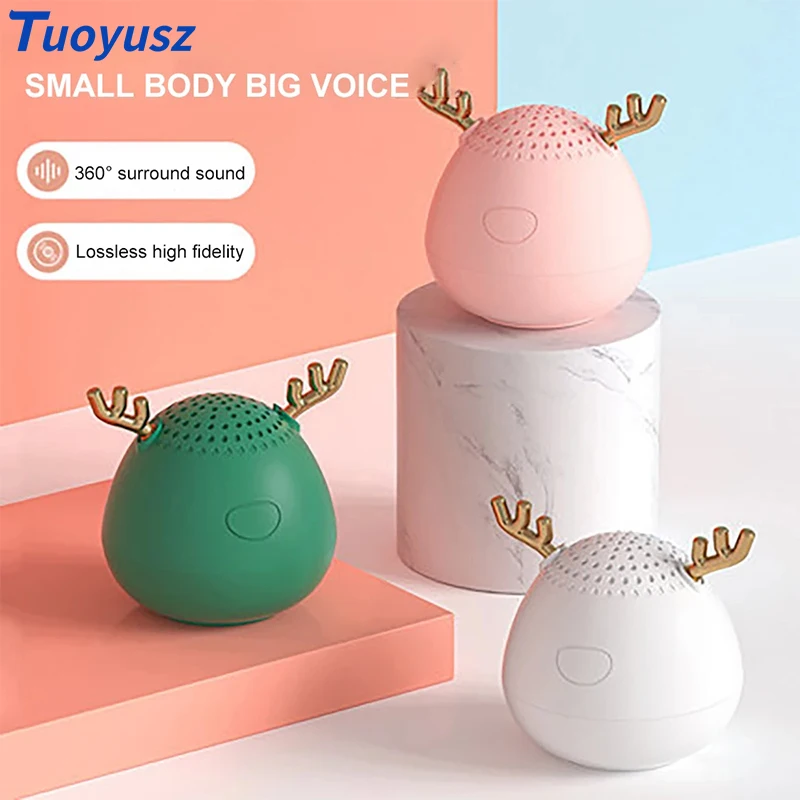 

Portable Speaker Mini Outdoor Cute Girly Antlers Stereo 3D Surround Wireless Small Speaker Bluetooth Loud Volume Home Audio