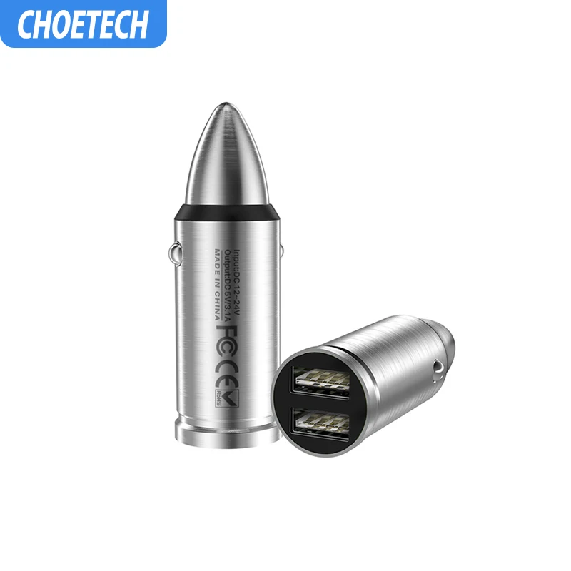 CHOETECH 5 V/3.1A двойное USB быстрое автомобильное зарядное устройство для Xiaomi Mi 9 huawei USB PD быстрое зарядное устройство для iPhone samsung Tablet автомобильное зарядное устройство