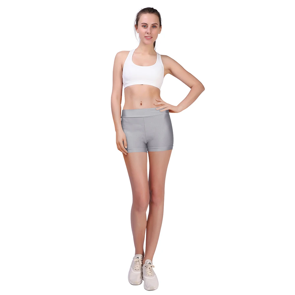 Женские обтягивающие танцевальные шорты со средней талией белые лайкра спандекс