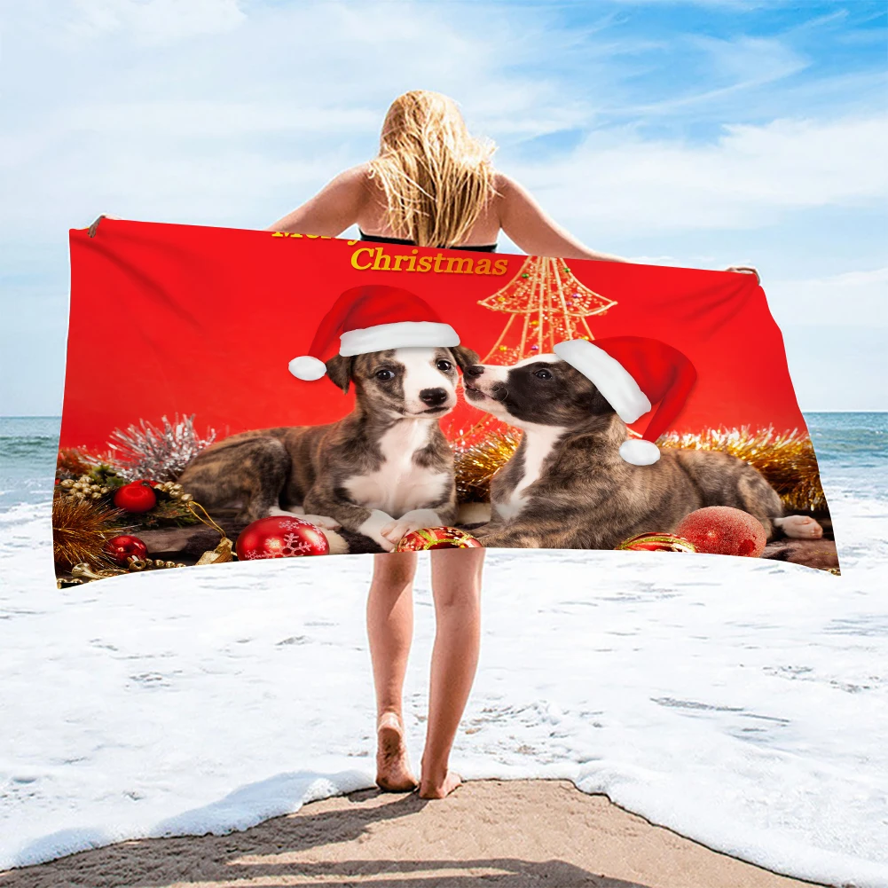 

Phayon New Christmas Theme Adult Microfiber Household Custom Towel Cute Cat Printing Travel Beach Towel Yoga Sports Towel