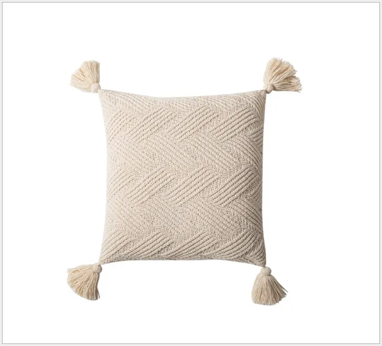 Декоративная наволочка из шенилла размером Вязаные чехлы для подушек бежевого