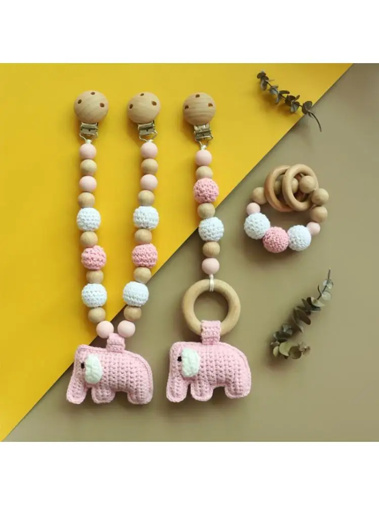 

3Pcs Baby Stroller Clip Hanging Pendant Rattle Pacifier Chain Bracelet Teehter XX9E