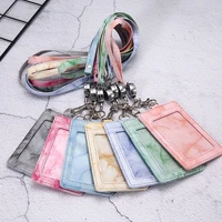 pu leather card sleeve hanging neck retractable id card holder bank credit card id card shell badge accessories