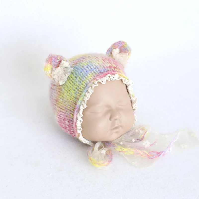 Желтая вязаная шапка ручной работы плюшевый шар украшение новорожденный подарок