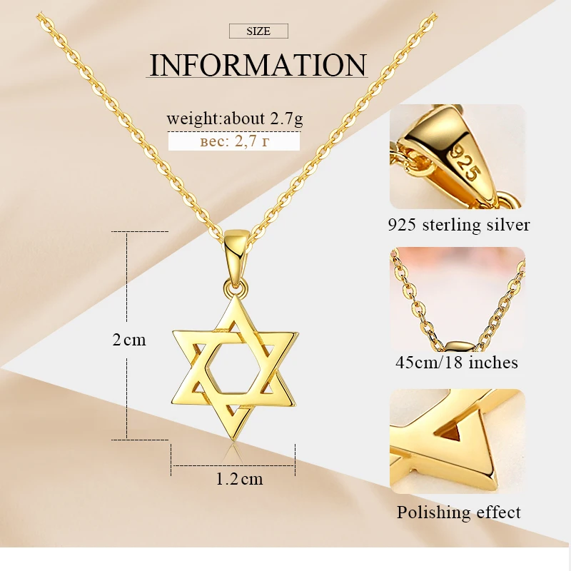Женское винтажное ожерелье TONGZHE Collare Magen Star Of David из серебра 925 пробы | Украшения и