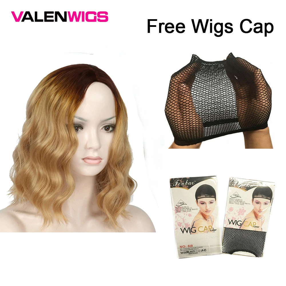 Парики ValenWigs 16 дюймов с Омбре коричневые блонд парики для чернокожих/белых женщин