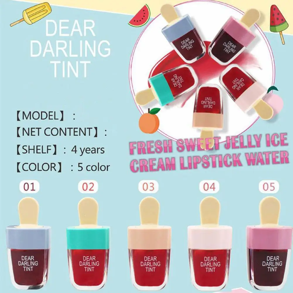 

5pcs/set Korean Style Cute Ice Cream Lip Tint Makeup Lasting Liquid Lip Lipgloss gloss Cosmetic Lipstick Waterproof Moistur Y7H3