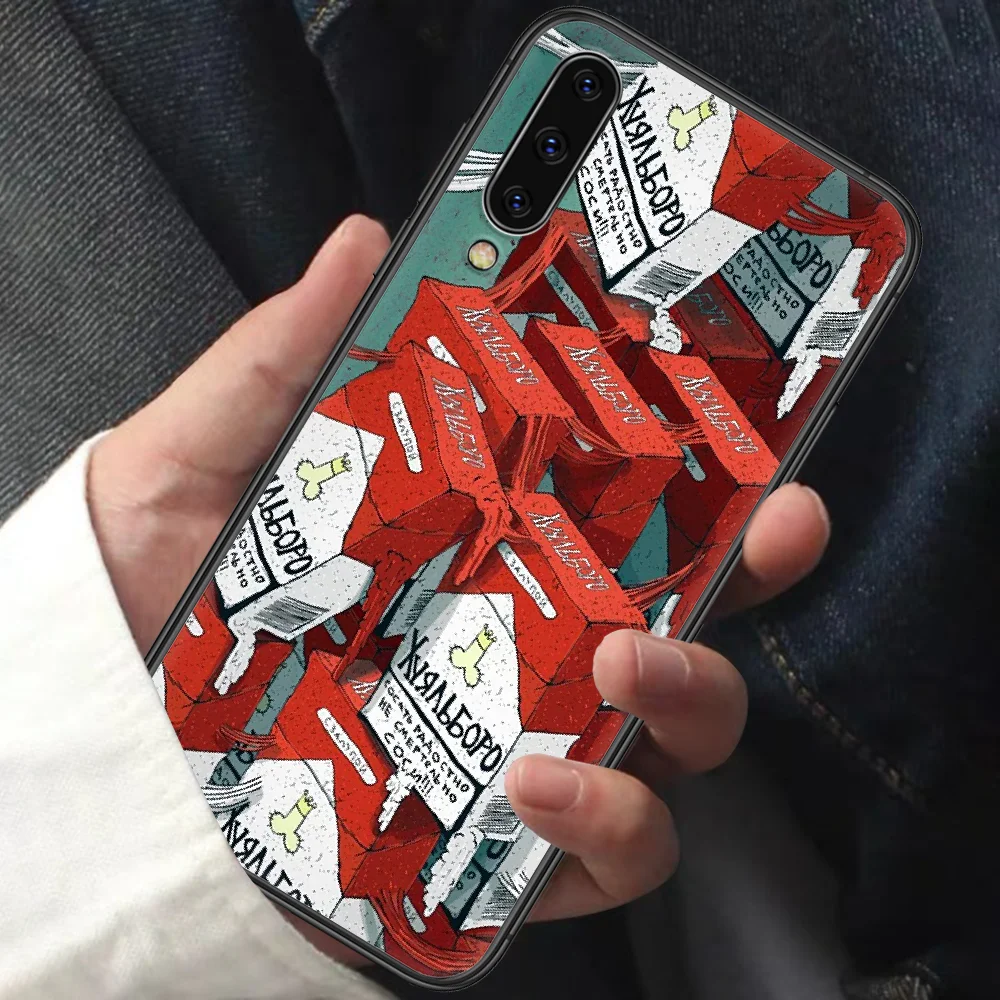 

Cigarette Marlboros Smoke Phone Case For Samsung Galaxy A10 A20 A30 E A40 A50 A51 A70 A71 A J 5 6 7 8 2016 2017 2018 black