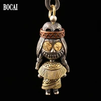 bocai 2021 fashion real s925 silver jewelry trendy personality retro traveler doll man and woman couples pendants
