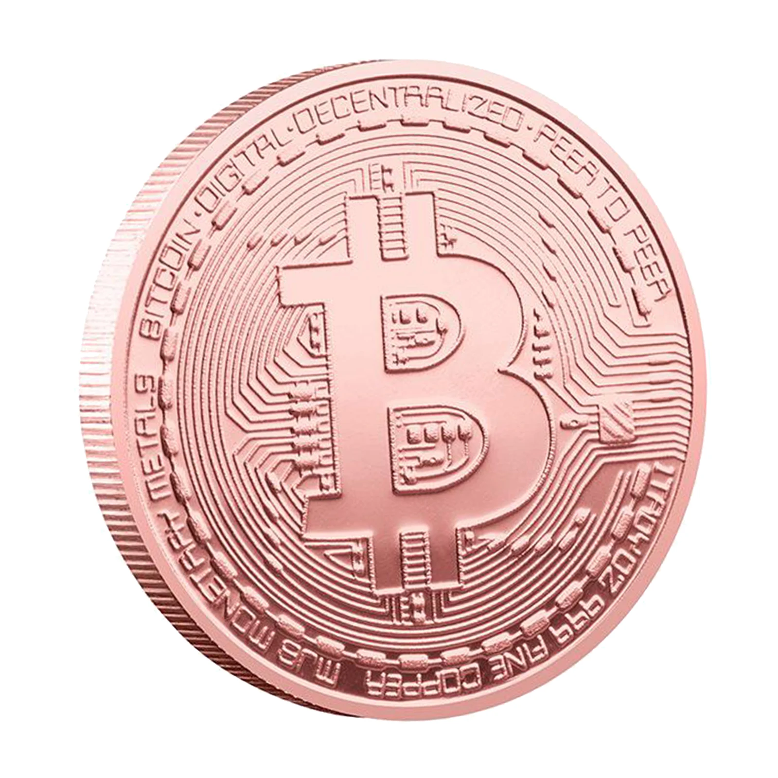 

Bitcoin Commemorative Round Collectors Bit Coin Virtual Pink Plated Coin Diameter 4cm