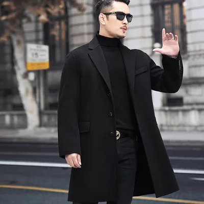 

woolen Double-sided coat men's cashmere coat medium-long suit collar 1 00% pure wool Korean youth trench coat
