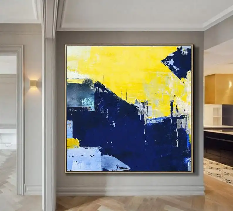 

Super Texture Palette Abstract Oil Painting On Canvas,Blue Abstract Painting,Yellow Oil Painting Abstract Canvas Wall Painting