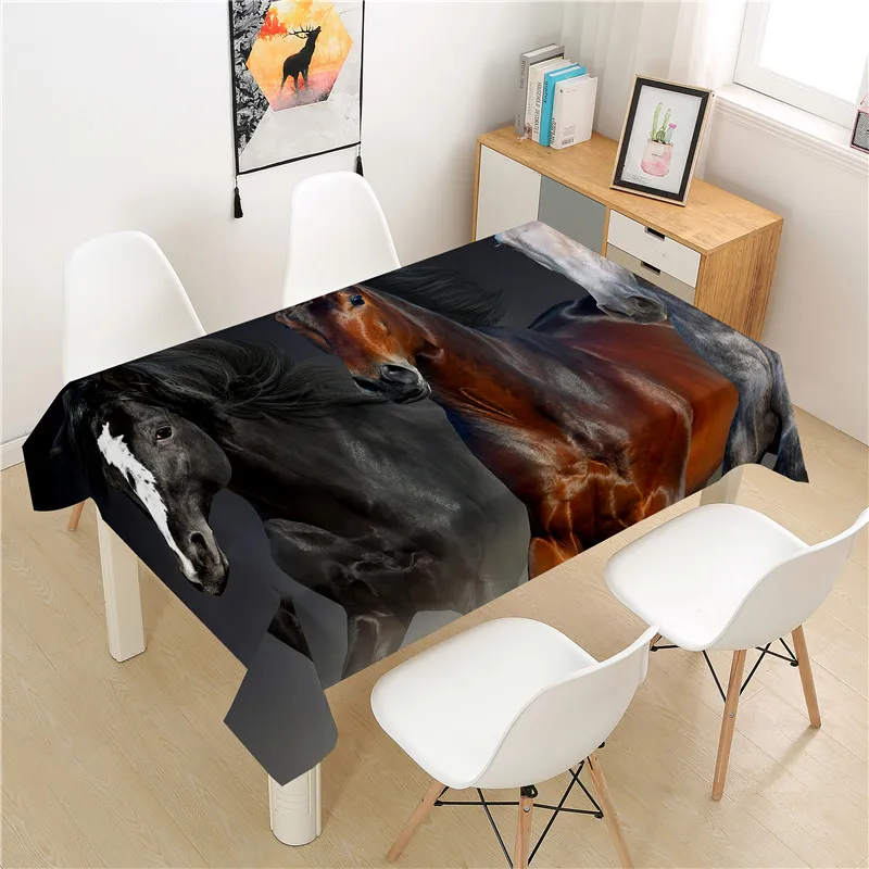 

Running Horse Tablecloth polyester Hotel Picnic Table Rectangular Table Covers Home Dining Tea Table Decoration