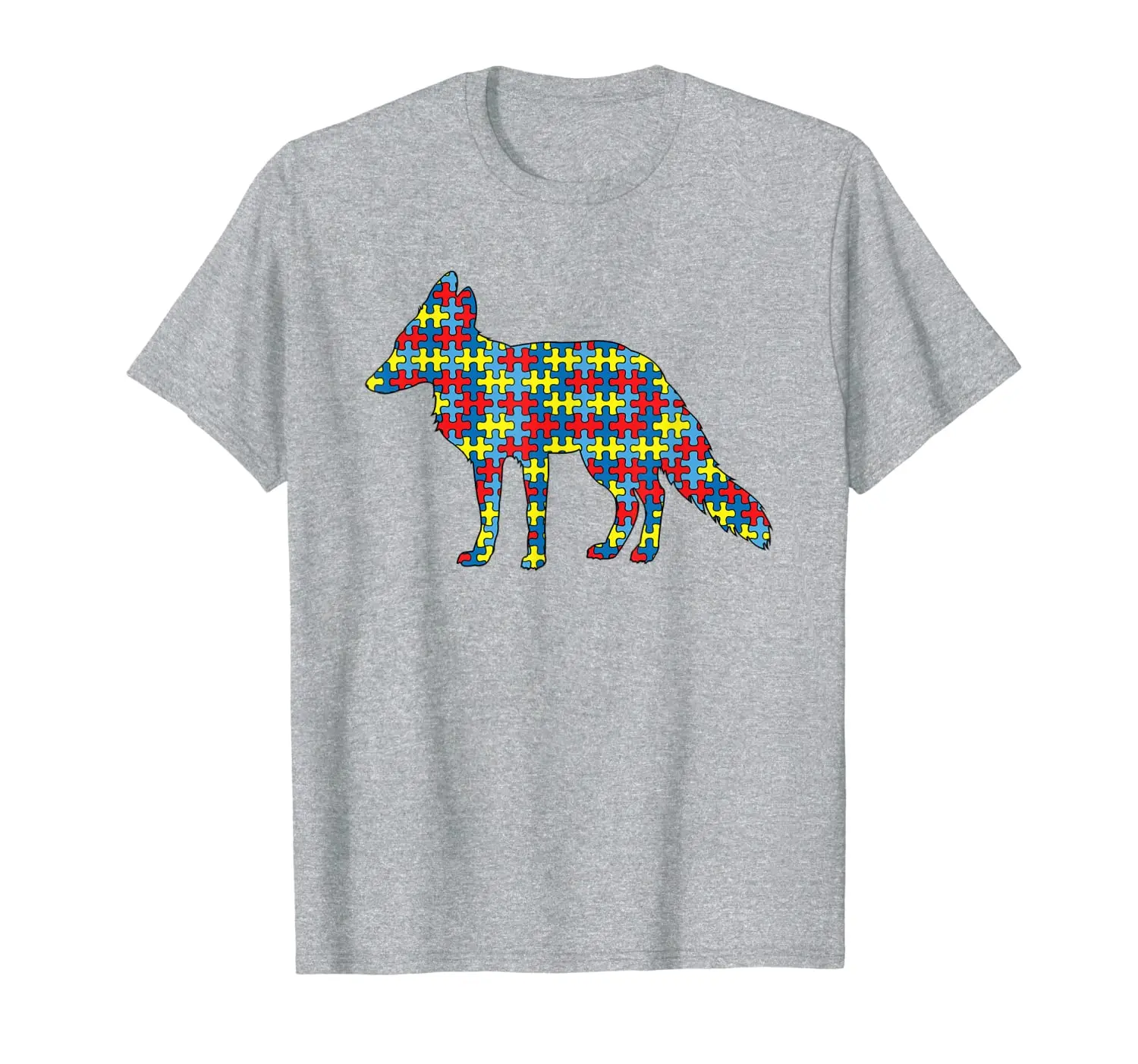 

Fox Autism Awareness Kids Prairie Vixen Puzzle Day Mom Gift T-Shirt