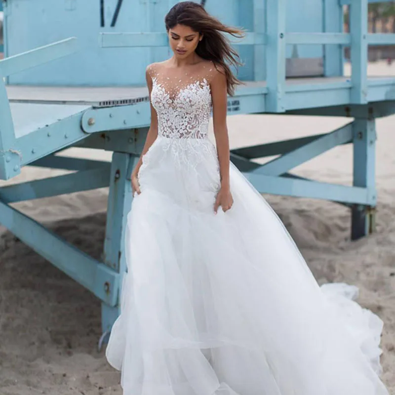 

BAZIIINGAAA Simple Wedding Dress Lace Little Beading Strapless Dress Luxury Wedding Gowns Bridal Can Be Washed Bride Dresses