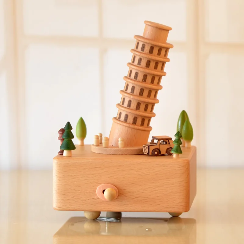 Деревянная музыкальная шкатулка Торре ди Пиза деревянное ремесло заводная