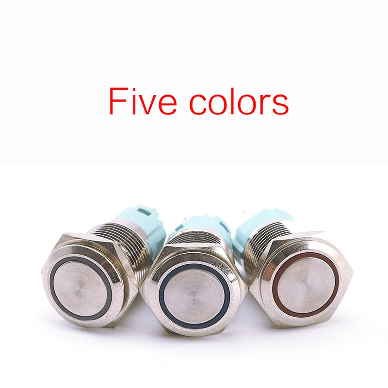 

16mm Metal Psh Button Switch With Light Self-reset Waterproof Start Up Button Ring LED Car Modification Switch Button 24V 220V