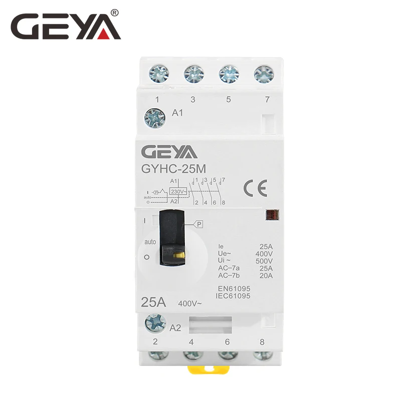 Модульный контактор переменного тока GEYA GYHC 4P 16A 20A 25A 4NO или 2NO2NC 220 В/230 В Din-рейка