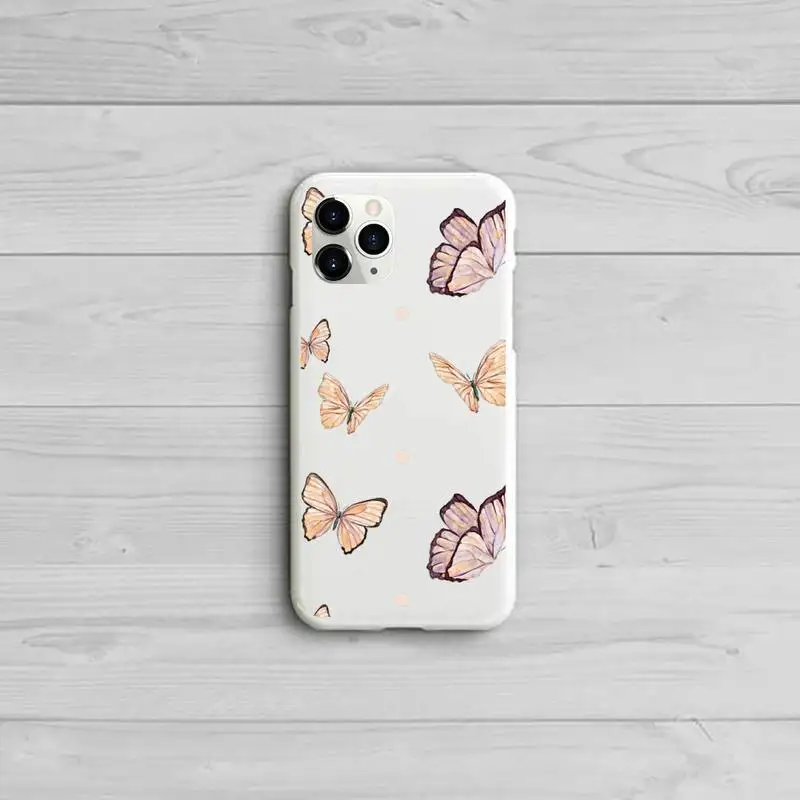

cute sexy butterfly pink blue Phone Case Candy Color White for iPhone 11 pro XS MAX 8 7 6 6S Plus X 5S SE 2020 XR