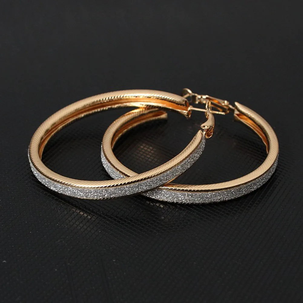 

Gold/Silver Color Matte Big Circle Hoop Earrings For Women Men Hip Hop Party Round Large Scrub Earrings Female Male
