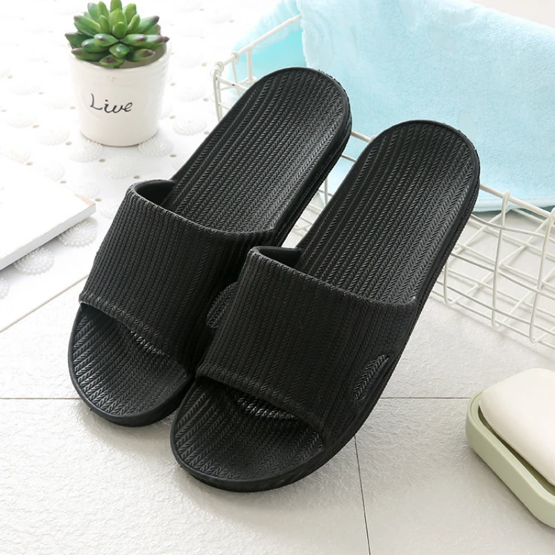 

Men's Footwear Man Stripe Flat Bath Soft Slippers Summer Indoor Home Slippers Drop Shipping Sapato Masculino Male Flip-Flop
