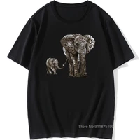 2021 brand mens white t shirt vintage 3d funing topstees thailand elephant mother and baby elephant tshirt