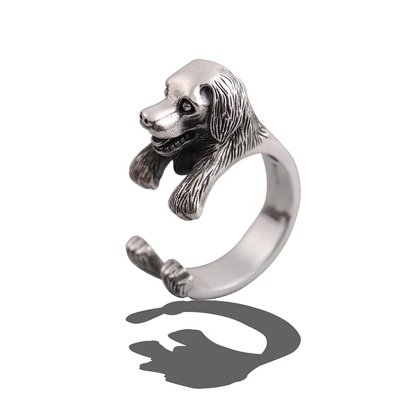 

Buyee 100% 925 Sterling Silver Unique Men Ring Labrador Retriever Dog Animal Rings for Women Fashion Hip-hop Rock Punk Jewelry