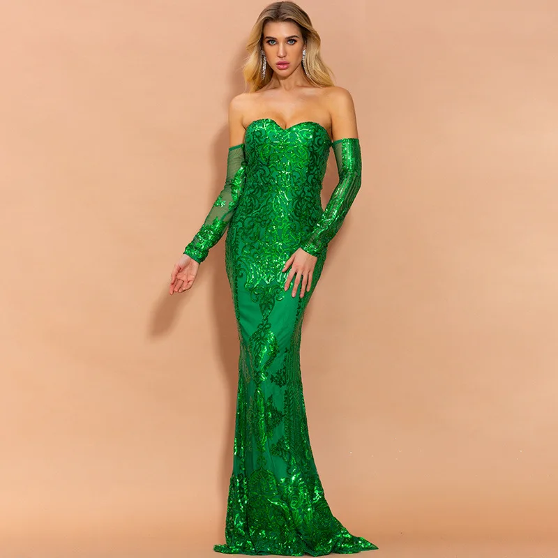 

2020 Women Sexy Off Shoulder Sequin Dresses Female Backless Elegant Maxi Party Reflective Dress Vestdios