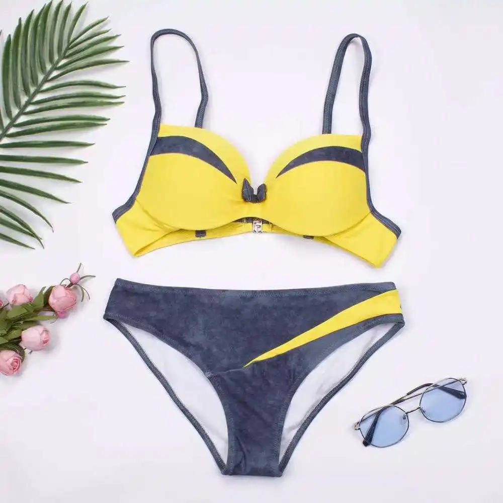 

Sexy Bikini Set Yellow Push Up Bikini Swimsuit Summer Women Swimwear Plus Size Beach Brazilian Bikini Swimming Bathing Suit S~XL