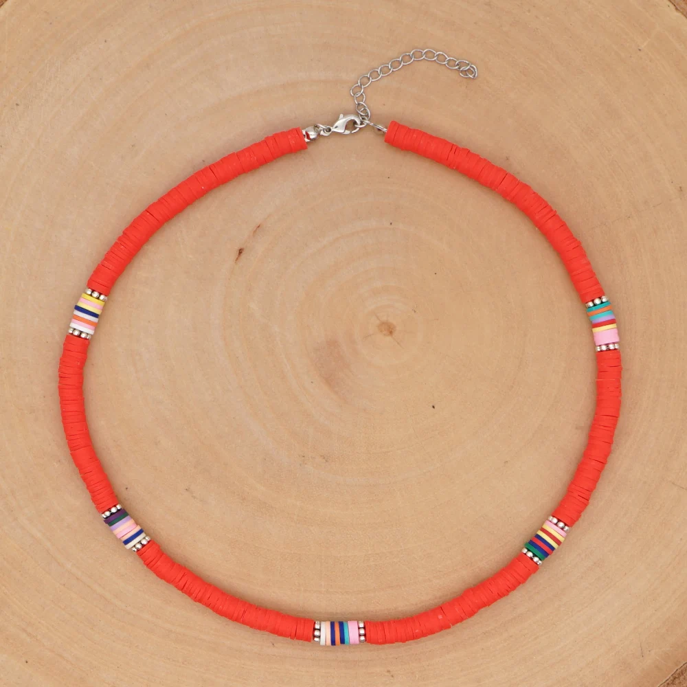 Go2Boho виниловое ожерелье Heishi из полимерной глины 6 мм диск бусины колье для женщин