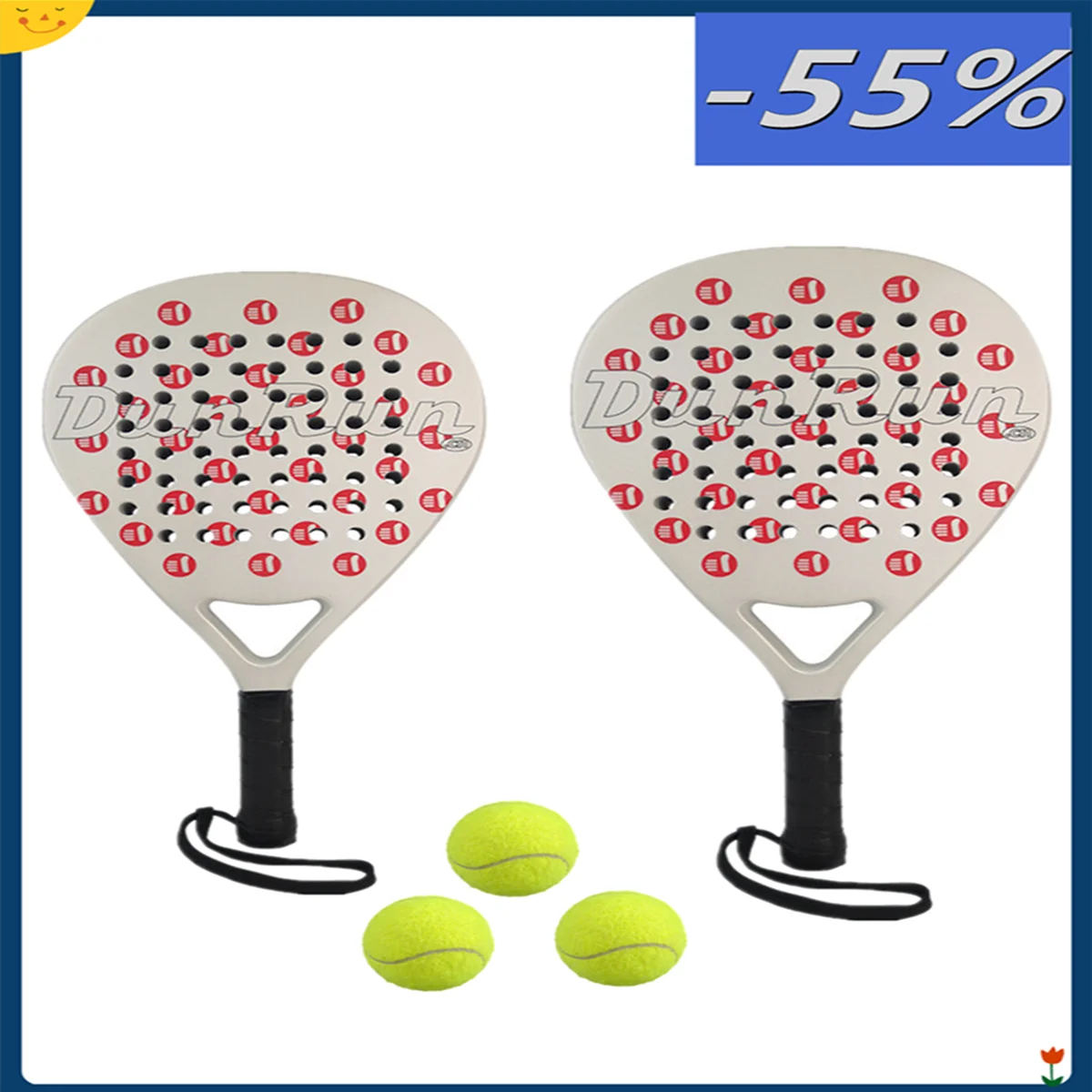 

Plate Type Antiskid Handle Tennis Racket Carbon EVA Foam Core Lightweight Tennis Racket Simple Black Carbon Fiber Beach Racket