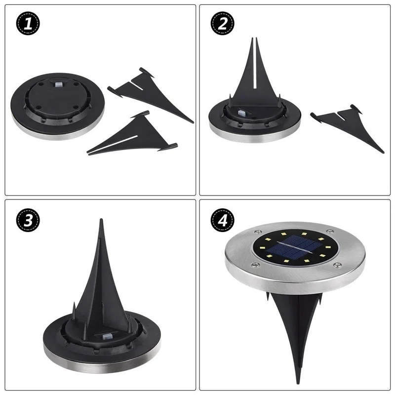 8/12LED солярные наружные фонари сад путь Водонепроницаемый в зарытый землю