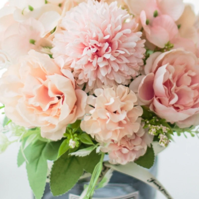 

Hybrid Style Artificial Flower Set With Glass Vase Home Decoration Suitable For Windowsill,Living Room, Bedroom, Garden, Veranda