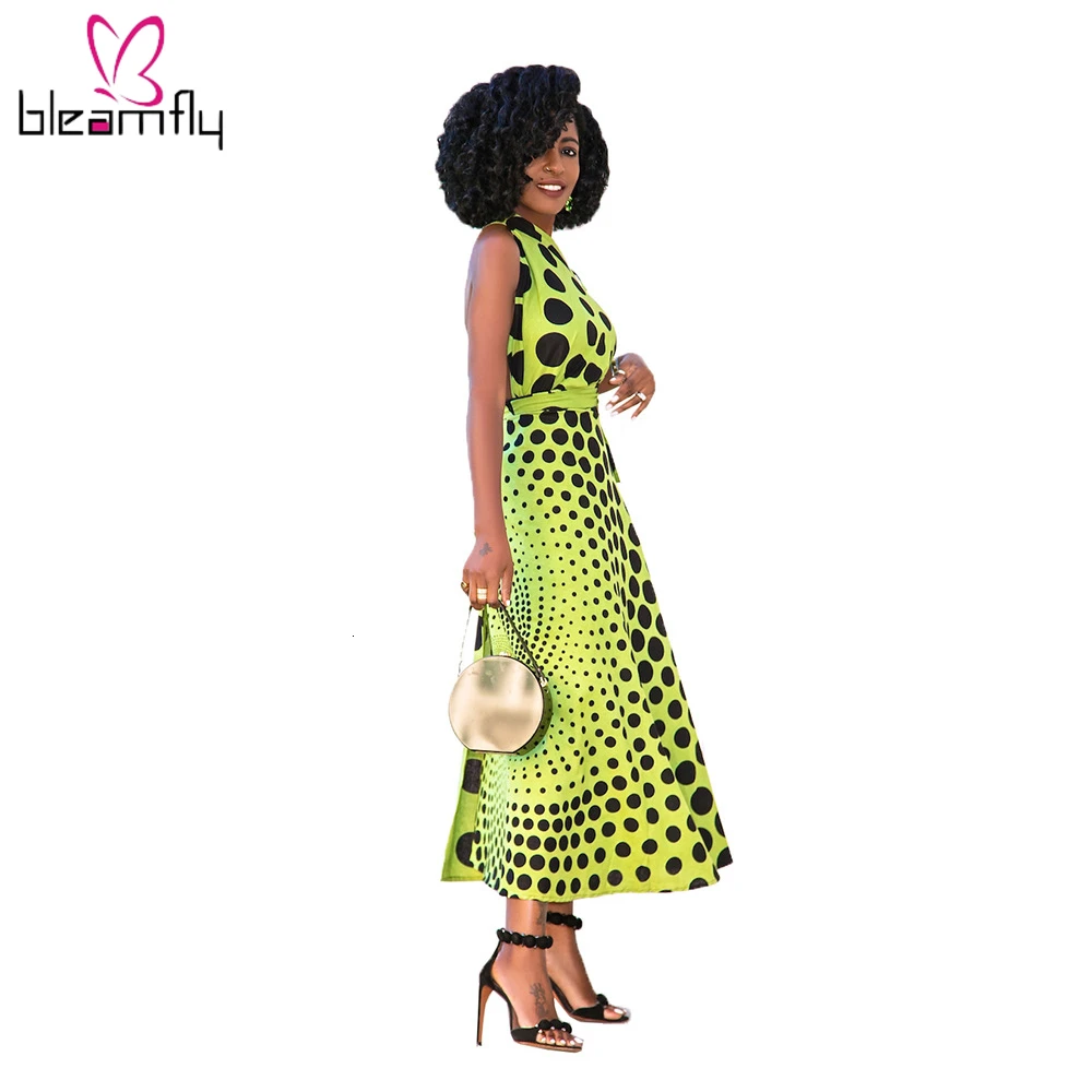 2019 женское летнее новое платье в горошек без рукавов с одним плечом длинное