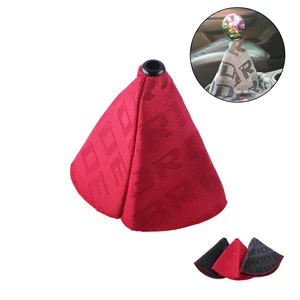 JDM Style Bride Canvas Shift Boot Lever Knob Cover Racing Shift Knob Collars for Universal Car With Red Stitching