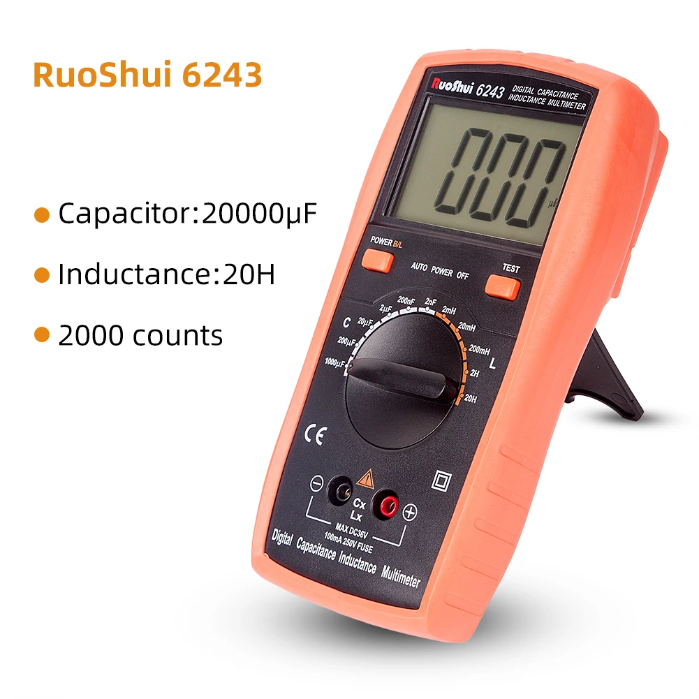 Цифровой измеритель емкости LCR RuoShui VC6243 20H 1000 мкФ 2000 отсчетов тестер конденсатора