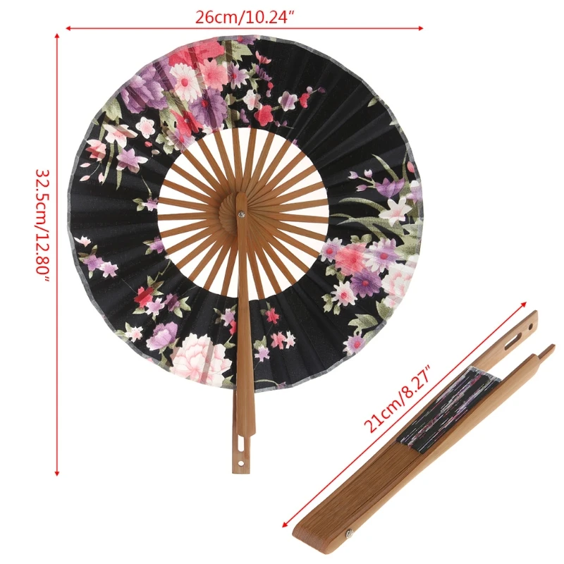 

Japanese Flower Pocket Folding Hand Fan Round Circle Party Decor Gift