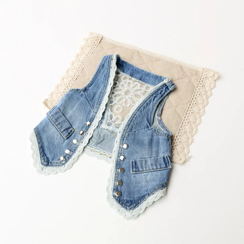 summer SPRING lace water wash denim vest for girl | Мать и ребенок