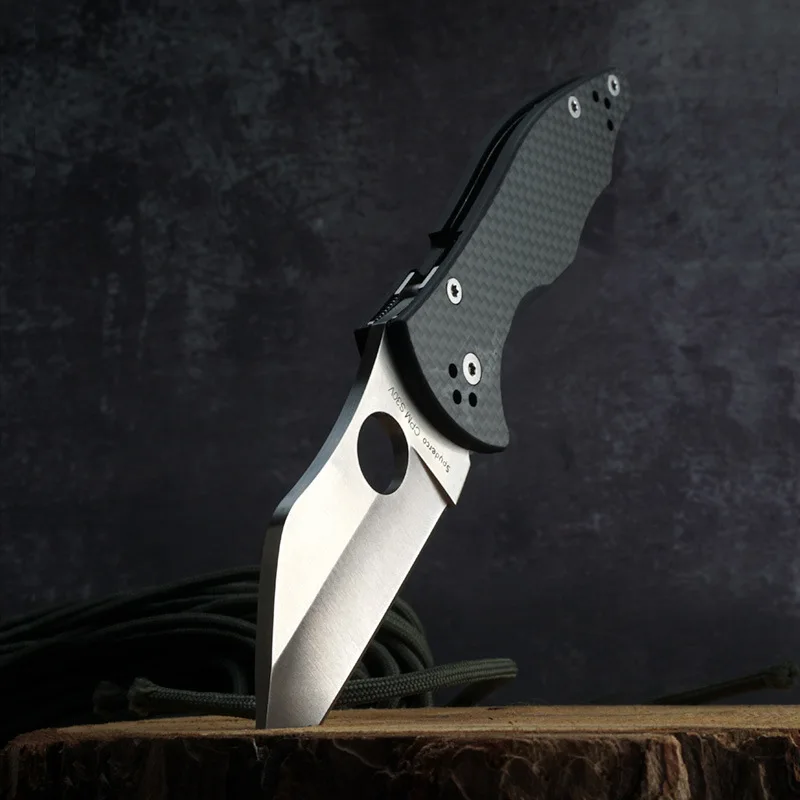 C85 Carbon Fiber Folding Knife Stainless Steel Carbon Fiber Handle Knife Outdoor Survival Knife Pocket Knife