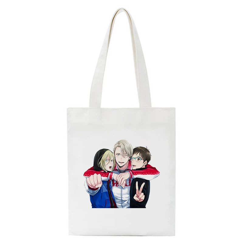 

Kawaii Shopping Bag Yuri On Ice BL Yaoi Tote Bag Anime Manga Shopper Handbags Shoulder Bags Handbag Women Elegant Canvas Bag