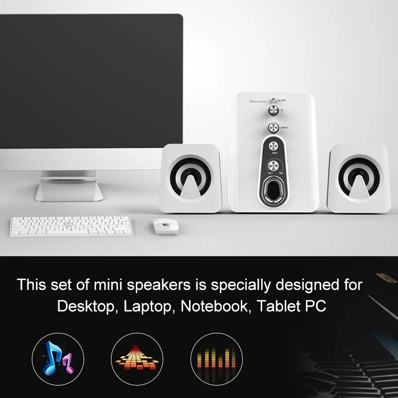 

HC-807 2.1 Computer Speaker Desktop Mini USB Power 3D Stereo Bass Subwoofer Speakers Home Music For PC Laptop Cellphone