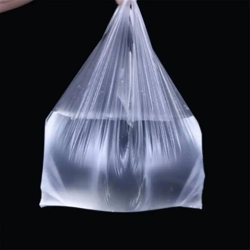 

100Pcs Transparent Bags Supermarket Plastic Bags With Handle Shopping Bag Food Packaging Bag 15-26cm/20-30cm/24-37cm/28-48cm