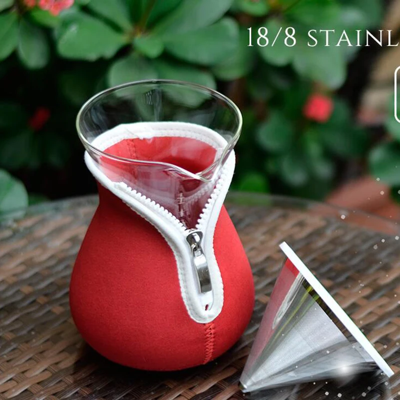 Термостойкий стеклянный кофейник с фильтром из нержавеющей стали 600 мл|Фильтры