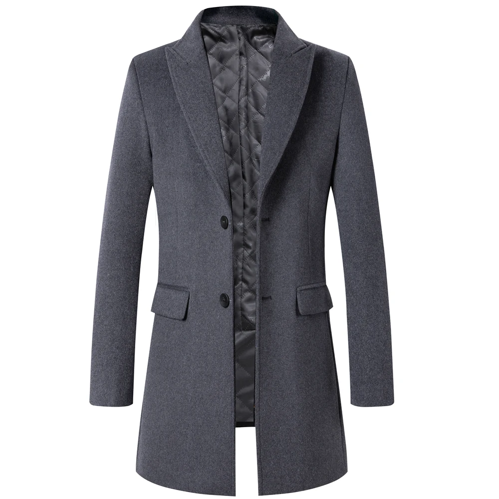 Пальто мужское плотное из 51.5% шерсти классический облегающий Тренч высшего