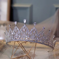 luxury big crown zircon bridal headdress new wedding evening dress hair accessories dinner wedding birthday jewelry crown