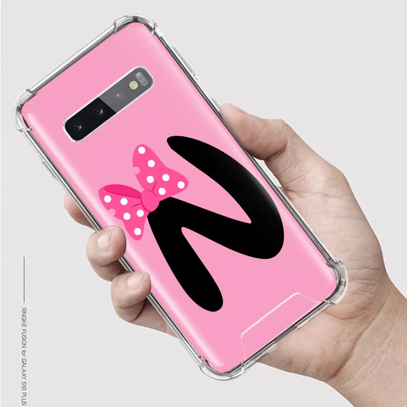 Phone Case for Samsung Galaxy S20 FE S10 S8 S9 Plus S10e Note 10 Lite 9 20 Ultra Airbag Soft Cover Cute Bow Letter
