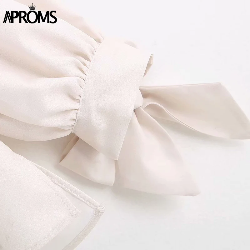 Новый элегантный Пышный рукав бант галстук рубашка милый цветочный принт