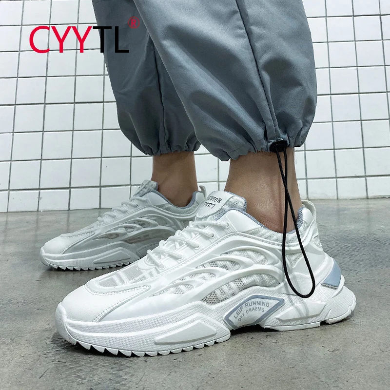 

Кроссовки CYYTL Мужские дышащие, спортивные беговые туфли для улицы, на шнуровке, Нескользящие, толстая подошва, для ходьбы и тенниса